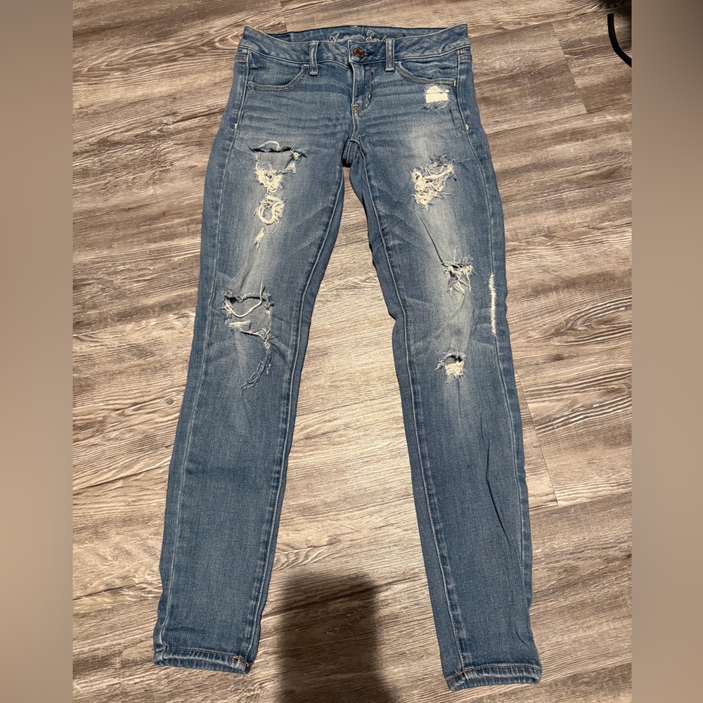Distressed Blue Jeggings
